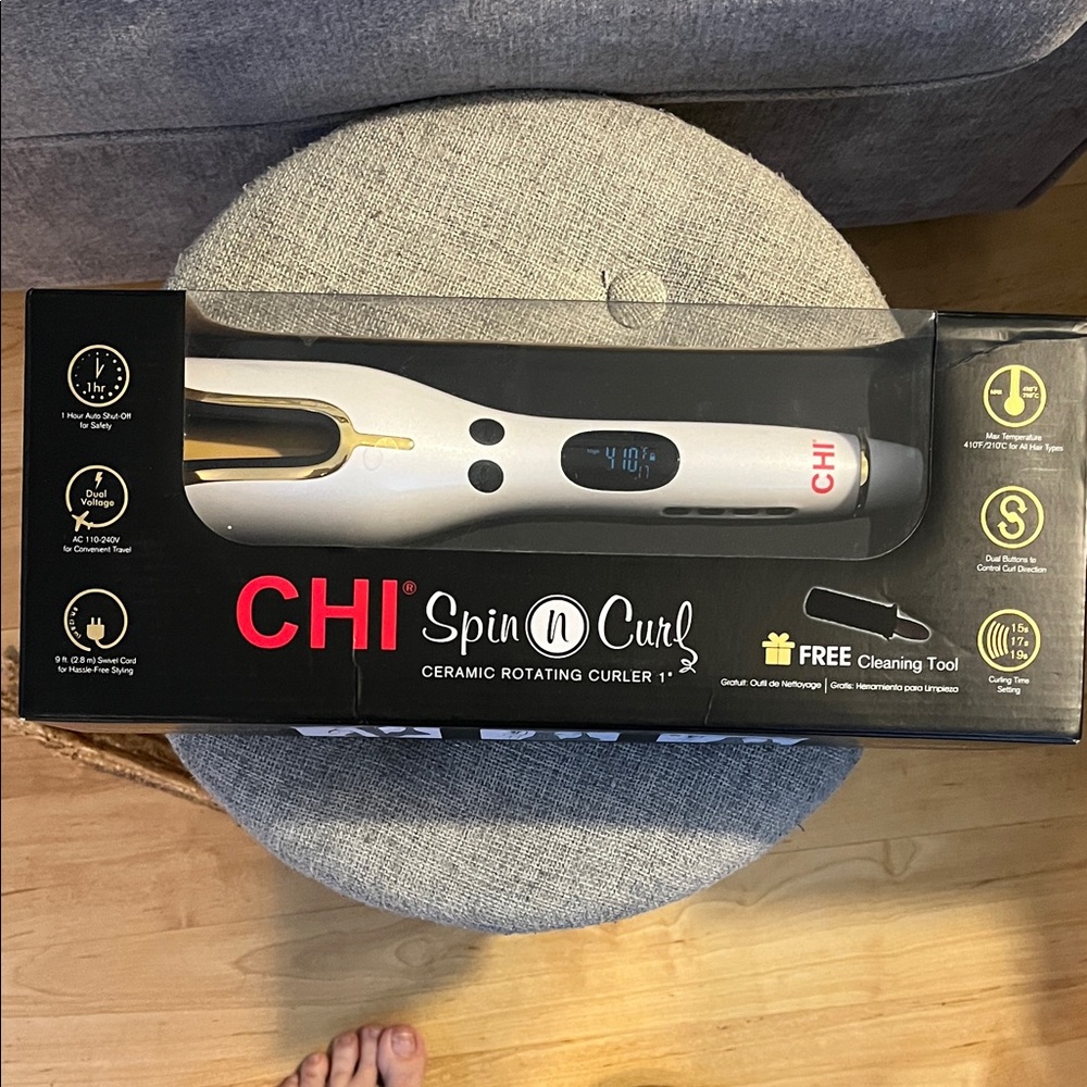 CHI Spin N Curl Ceramic Rotating Curler - Black